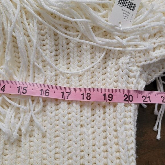 Anthropologie Maeve Fringe Cardigan Womens XS Boho Ivory Cozy Western Cottage - Picture 7 of 8